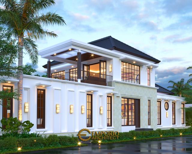 Desain Tampak Samping 1 Rumah Classic 2 Lantai Ibu Joanne di Yogyakarta