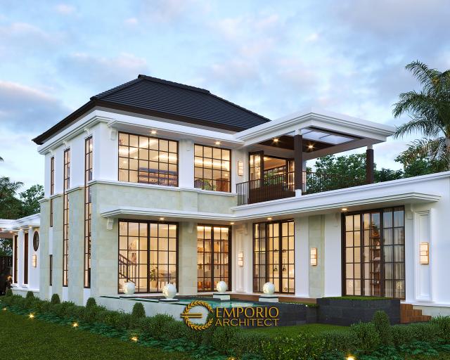 Desain Tampak Samping 2 Rumah Classic 2 Lantai Ibu Joanne di Yogyakarta