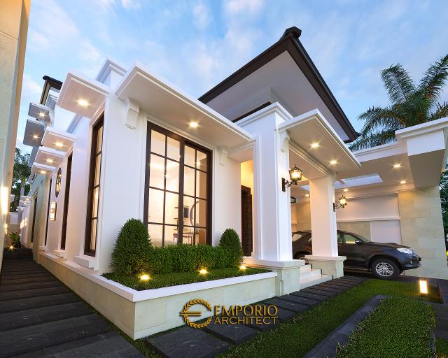 Desain Tampak Detail Depan Rumah Classic 2 Lantai Ibu Joanne di Yogyakarta