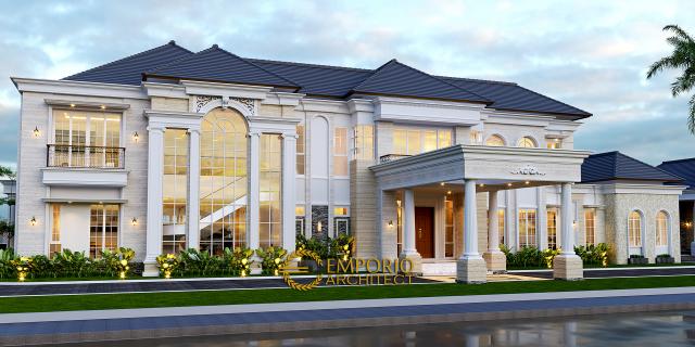 Desain Rumah Classic 2 Lantai Mr. HJ di Manado, Sulawesi Utara - Tampak Depan