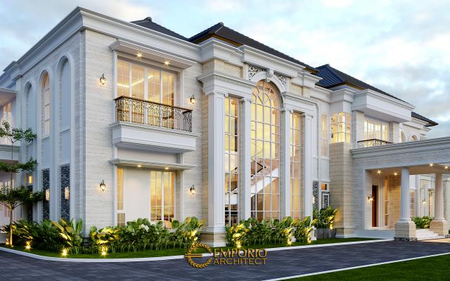 Desain Tampak Depan 3 Rumah Classic 2 Lantai Mr. HJ di Manado, Sulawesi Utara