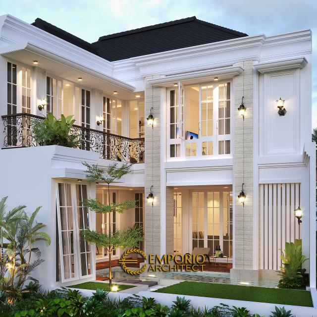 Desain Tampak Belakang Rumah Classic 2 Lantai Ibu Dian di Tangerang Selatan, Banten