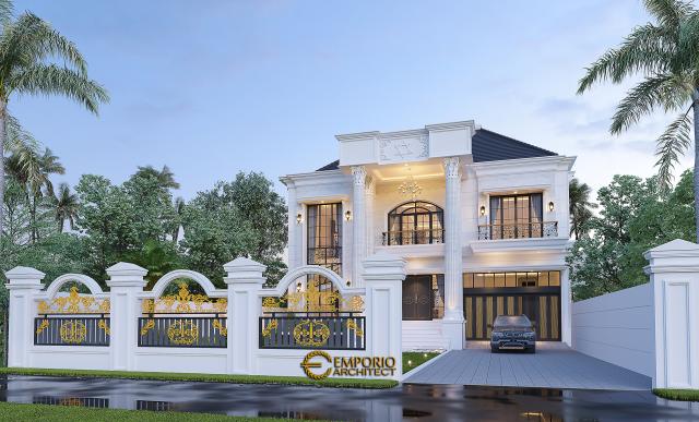 Desain Tampak Depan Dengan Pagar Rumah Classic 2 Lantai Ibu Rehuel di Papua