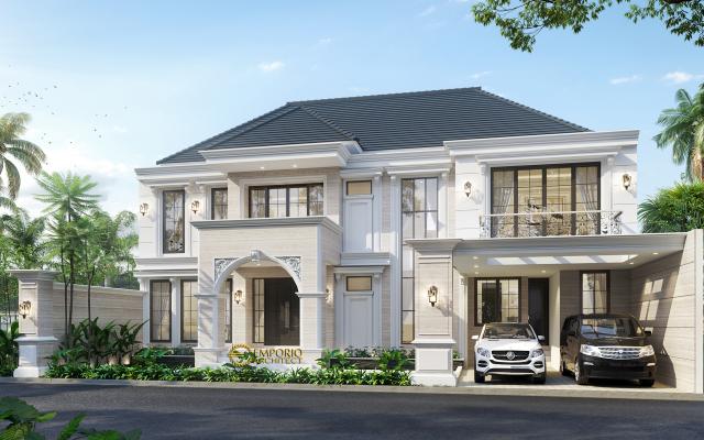 Desain Rumah Classic 2 Lantai Bapak Hartowo di Balikpapan, Kalimantan Timur - Tampak Depan