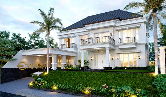 Desain Rumah Classic 2 Lantai Mrs. Karina di Jambi - Tampak Depan