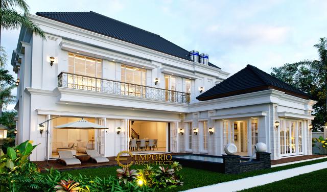 Desain Tampak Belakang 1 Rumah Classic 2 Lantai Mrs. Karina di Jambi