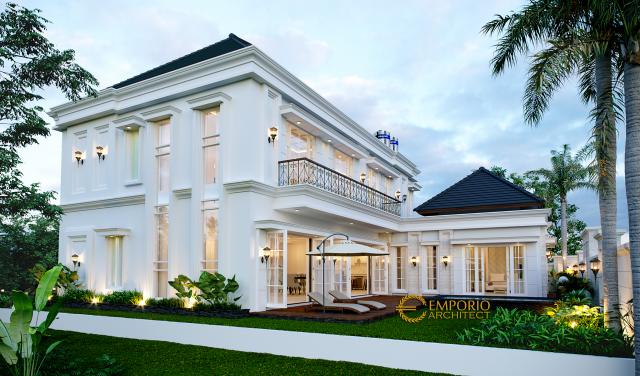 Desain Tampak Belakang 2 Rumah Classic 2 Lantai Mrs. Karina di Jambi