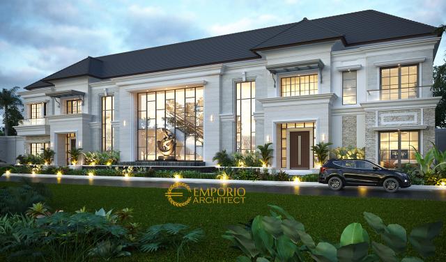 Desain Tampak Depan 2 Rumah Classic 2 Lantai Mr. DBT di Senegal