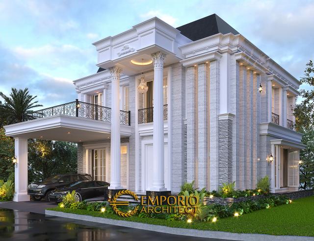 Desain Tampak Hook Rumah Classic 2 Lantai Bapak Maradona di Tangerang, Banten