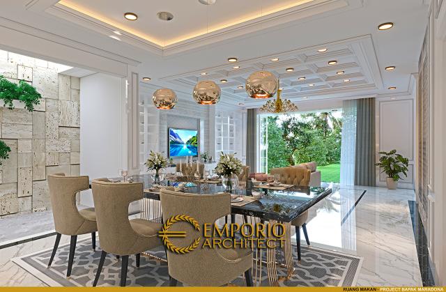 Desain Ruang Makan Rumah Classic 2 Lantai Bapak Maradona di Tangerang, Banten