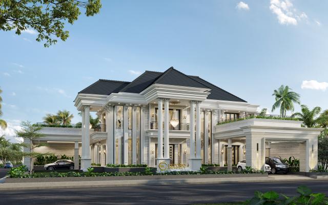 Desain Rumah Classic 2 Lantai Ibu Sari di Aceh - Tampak Depan