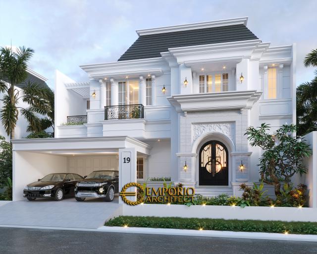 Desain Tampak Depan Rumah Classic 2 Lantai Bapak A di Bintaro, Jakarta