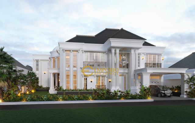 Desain Tampak Depan Tanpa Pagar Rumah Classic 2 Lantai Bapak Boy di Kalimantan Barat