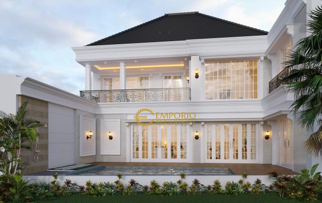 Desain Tampak Belakang Rumah Classic 2 Lantai Bapak Boy di Kalimantan Barat