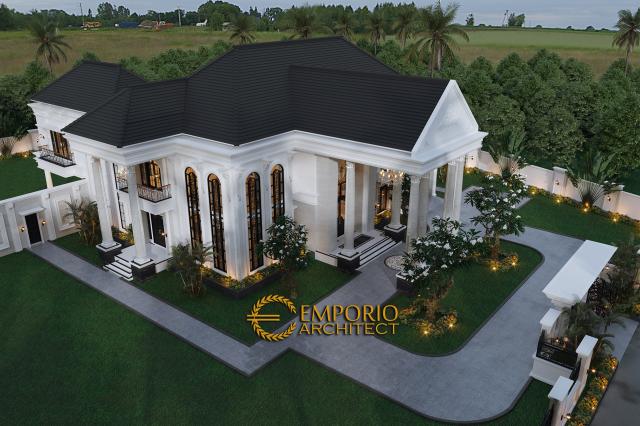 Desain Master Plan Tampak Depan Rumah Classic 2 Lantai Bapak Ronald di Manado, Sulawesi Utara