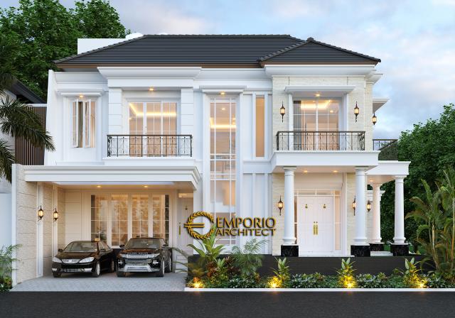 Desain Tampak Depan Rumah Classic 2 Lantai Bapak Ruddy di Jakarta Utara