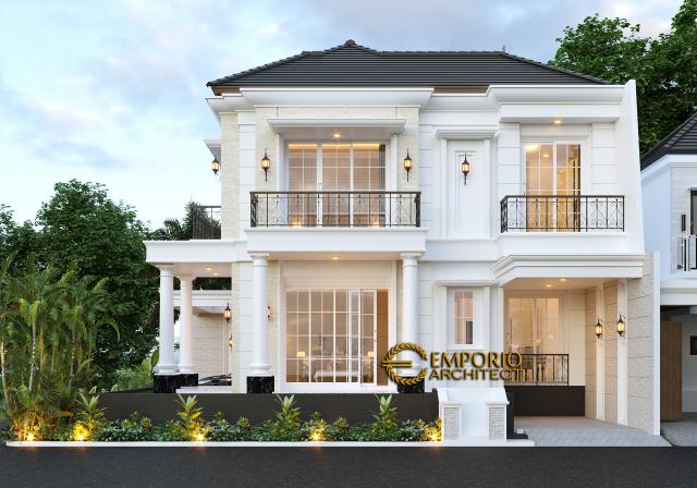 Desain Tampak Samping Rumah Classic 2 Lantai Bapak Ruddy di Jakarta Utara