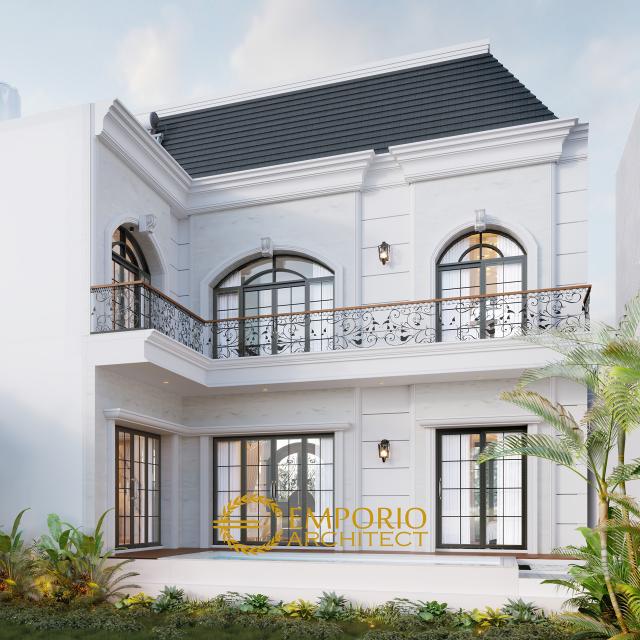 Desain Tampak Belakang Rumah Classic 2 Lantai Ibu Alina di Badung, Bali