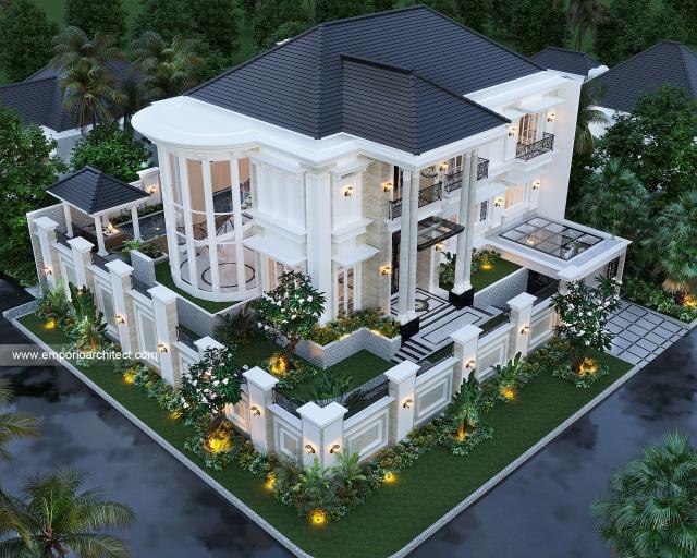 Desain Master Plan Rumah Classic 2.5 Lantai Ibu CLD di Tangerang, Banten