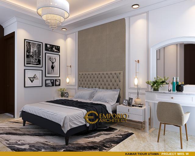 Desain Kamar Tidur Utama Rumah Classic 3 Lantai Mrs W di Jakarta