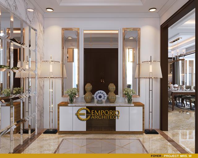 Desain Foyer Rumah Classic 3 Lantai Mrs W di Jakarta