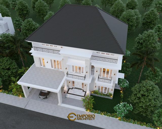 Desain Master Plan Tampak Depan Rumah Classic 3 Lantai Bapak George Alexander di Riau