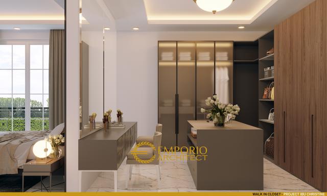 Desain Walk In Closet Rumah Classic 3 Lantai Ibu Christine di Bandung, Jawa Barat