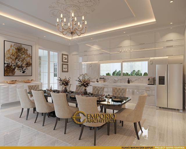 Desain Ruang Makan dan Dapur Rumah Classic Modern 2 Lantai Bapak Kartika di Cikeas, Bogor, Jawa Barat