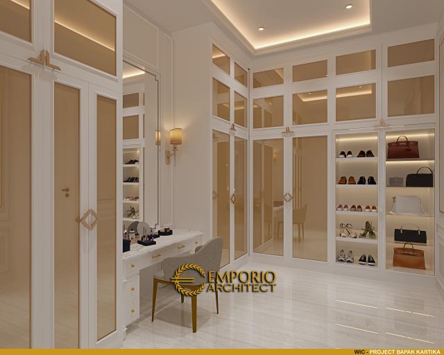 Desain Walk In Closet Rumah Classic Modern 2 Lantai Bapak Kartika di Cikeas, Bogor, Jawa Barat