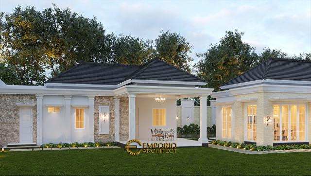 Desain Tampak Belakang 2 Rumah Classic Modern 2 Lantai Bapak Kartika di Cikeas, Bogor, Jawa Barat