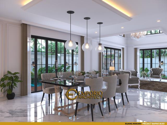 Desain Ruang Makan Rumah Classic Modern 2 Lantai Bapak Budi di Surabaya, Jawa Timur