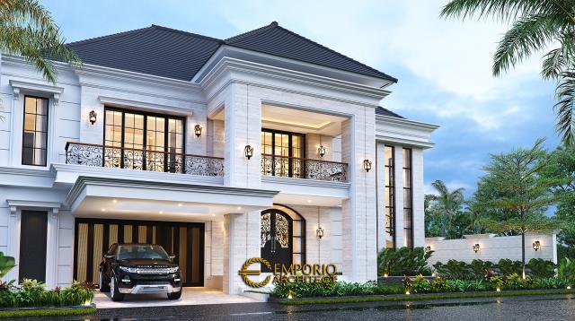 Desain Rumah Classic Modern 2 Lantai Bapak Budi di Surabaya, Jawa Timur - Tampak Depan