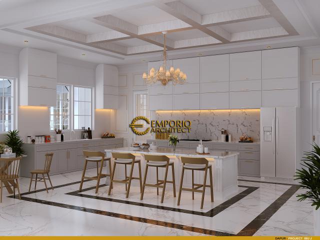 Desain Dapur Rumah Classic Modern 2 Lantai Ibu J di Semarang, Jawa Tengah