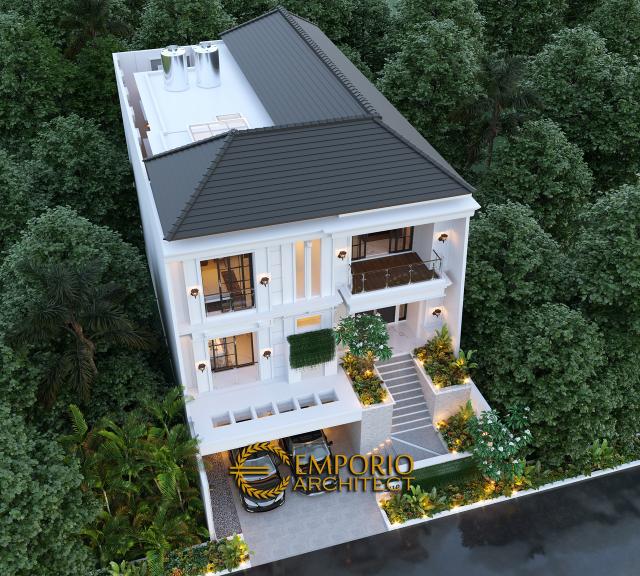 Desain Master Plan Rumah Classic Modern 2.5 Lantai Ibu CHN di Jakarta Barat