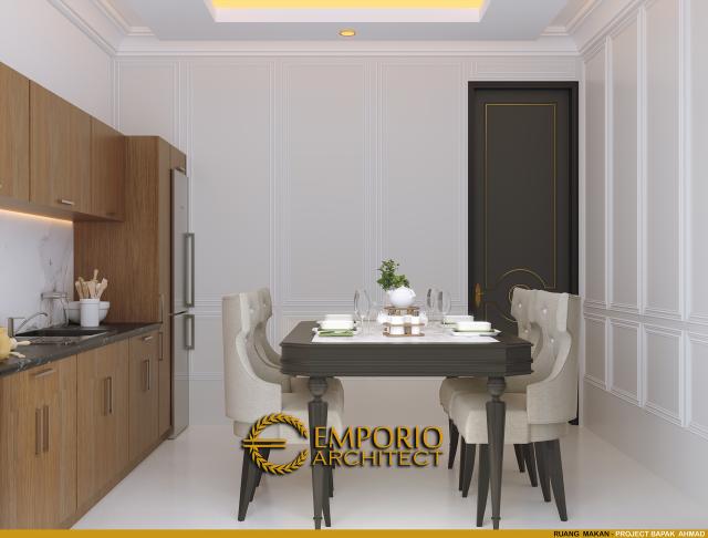 Desain Ruang Makan Paviliun Rumah Classic Modern 2.5 Lantai Bapak Ahmad di Jakarta Selatan