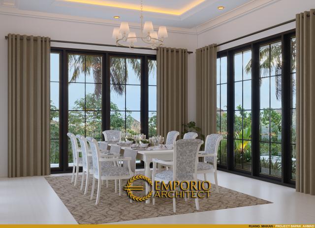 Desain Ruang Makan Rumah Classic Modern 2.5 Lantai Bapak Ahmad di Jakarta Selatan