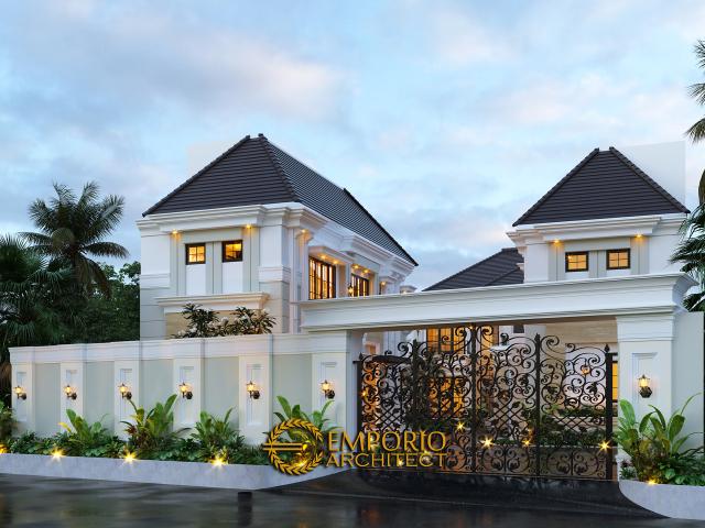 Desain Tampak Depan Dengan Pagar Rumah Classic Modern 2.5 Lantai Bapak Ahmad di Jakarta Selatan