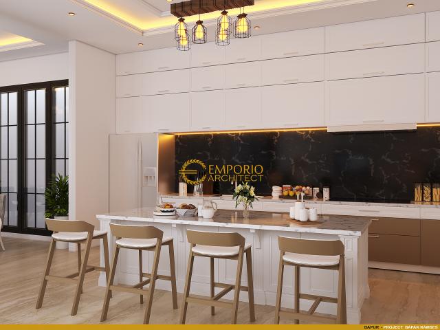 Desain Dapur Rumah Classic Modern 3.5 Lantai Bapak Ramses di Tangerang Selatan, Banten