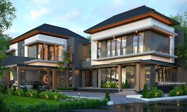 Desain Tampak Depan Rumah dan Kantor Modern 2 Lantai Bapak DRD di Depok