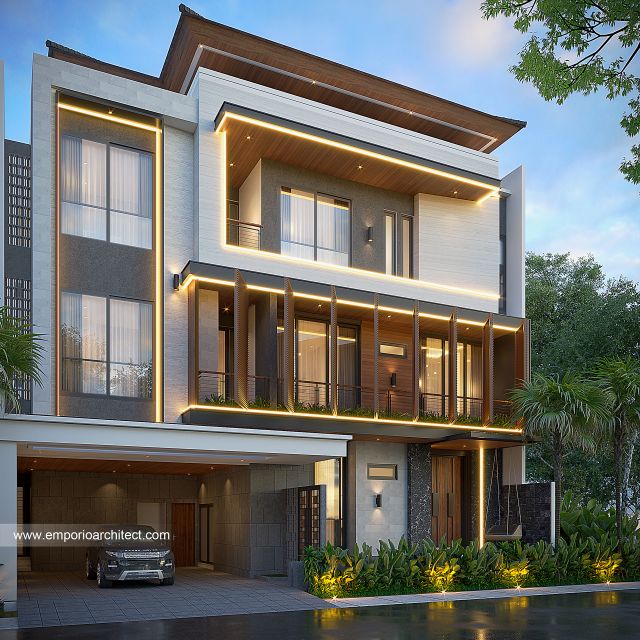 Desain Tampak Depan 3 Rumah dan Kost Modern 3 Lantai Bapak ADT di Yogyakarta