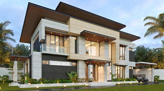 Desain Rumah Modern 2 Lantai Ibu Niar di Bekasi, Jawa Barat - Tampak Depan