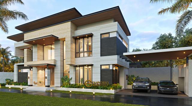 Desain Tampak Depan 2 Rumah Modern 2 Lantai Ibu Niar di Bekasi, Jawa Barat