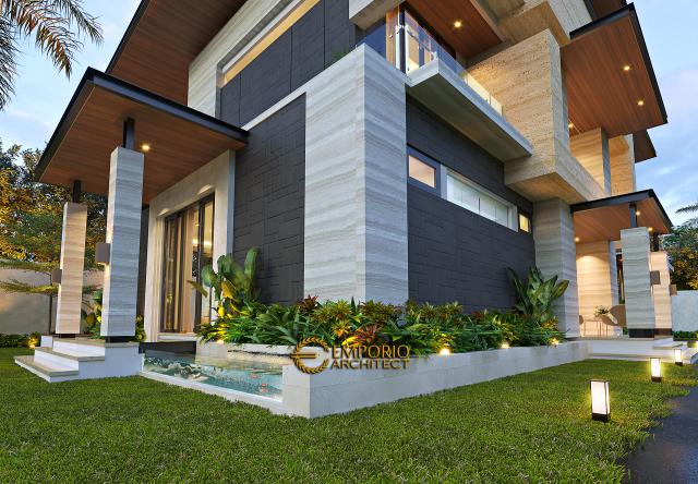 Desain Tampak Detail Depan Rumah Modern 2 Lantai Ibu Niar di Bekasi, Jawa Barat