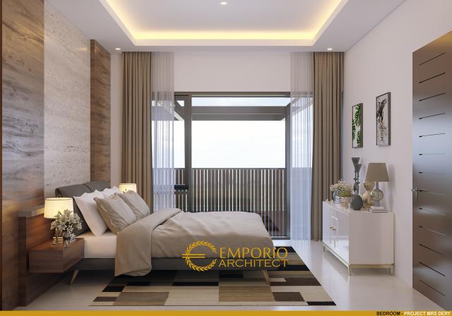 Desain Kamar Tidur Rumah Hook Modern 2 Lantai Ibu DRY di Jakarta Utara