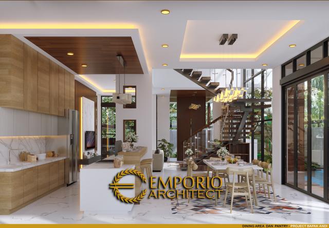 Desain Ruang Makan dan Pantry Rumah Hook Modern 2.5 Lantai Bapak Andi di Jakarta Utara