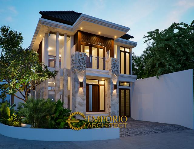 Desain Exterior 1 Rumah Villa Bali 2 Lantai Ibu Ari Nugraheni di Jakarta