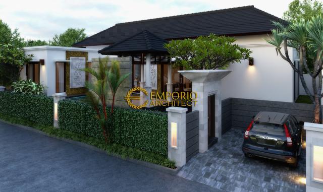 Desain Exterior Rumah Villa Bali 1 Lantai Ibu Karolina Dengen di Batam