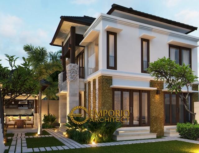 Desain Exterior 2 Rumah Villa Bali 2 Lantai Ibu Nyoman Artini di Kerobokan, Badung, Bali