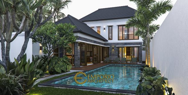 Desain Tampak Belakang Rumah Villa Bali 2 Lantai Ibu Wiwit di Jimbaran