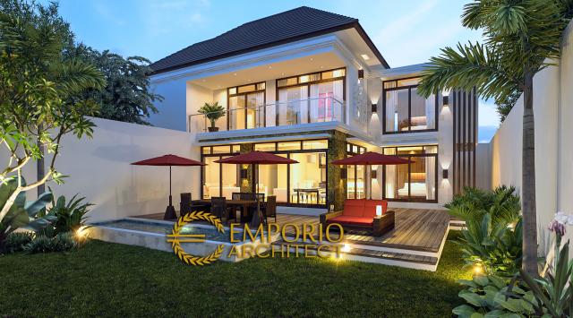 Desain Tampak Belakang Rumah Villa Bali 2 Lantai Ibu Yeny di Jakarta